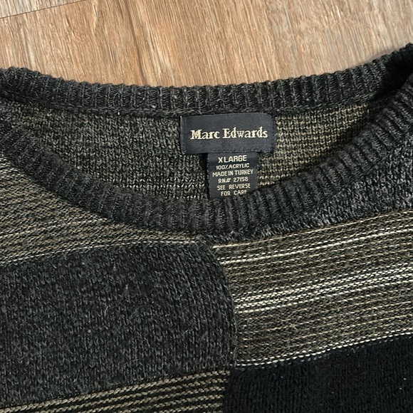 Marc Edwards Mens Vintage 90s Sweater XL Multicolor Geometric Patchwork - Picture 2 of 6